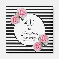 40 fabulosos cumpleaños rayas negras flores rosada