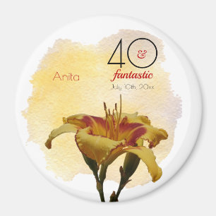 Imán 40 y fabuloso cumpleaños amarillo y rojo diariamen