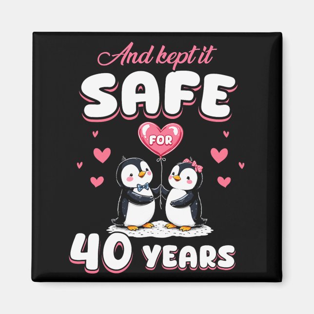 Imán 40 Years Wedding Anniversary Penguin Couples Match (Frente)