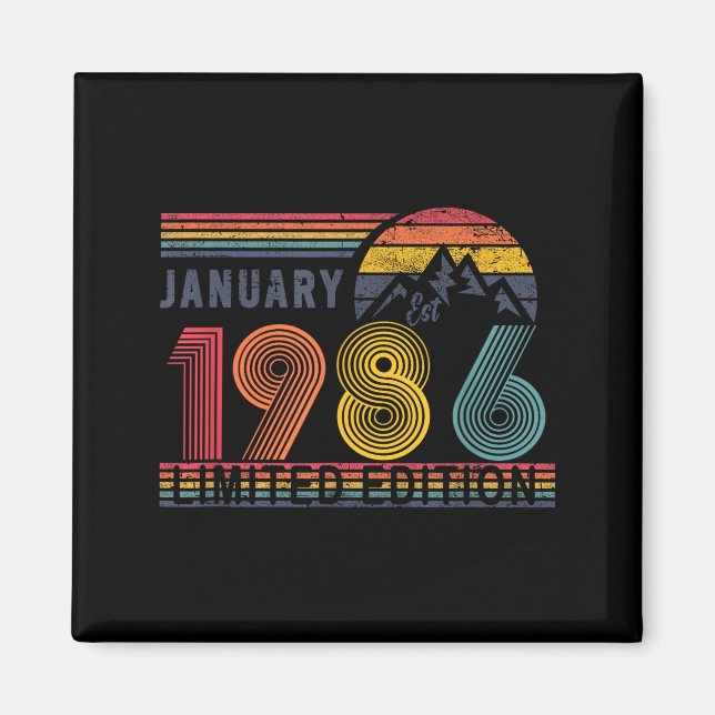 Imán 40th Birthday Retro Shirt,1986 Swea Gift January T (Frente)