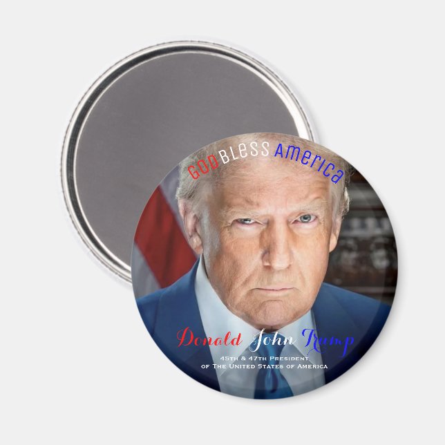 Imán 45º y 47º Presidente de EE. UU. Donald Trump (Anverso/Reverso)