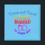 Imán 45.º Aniversario Boda Nombres personalizados zafir<br><div class="desc">Conmemorar su cuadragésimo quinto aniversario boda con este fondo azul claro,  imán personalizado. Personaliza los nombres en el texto azul zafiro a tu propia o a la pareja que celebra este hito. ¡Gran idea para un favor partidario también!</div>