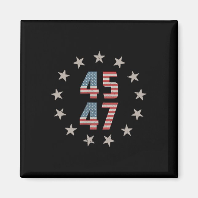 Imán 45 47 Presidente Retro Vintage Bandera Estadounide (Frente)