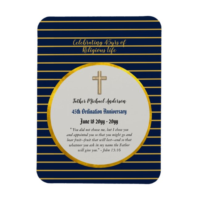 Imán 45° Aniversario de la Ordenación Sacerdote Oro de  (Vertical)