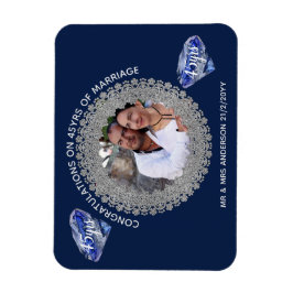Imán 45° Aniversario del Boda - AÑADIR FOTO Azul zafiro