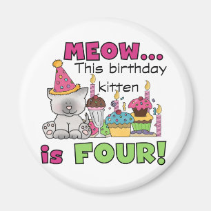 Imán 4.ª Camiseta y Regalos de Cumpleaños de los Gatito