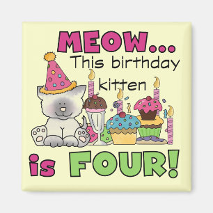 Imán 4.ª Camiseta y Regalos de Cumpleaños de los Gatito