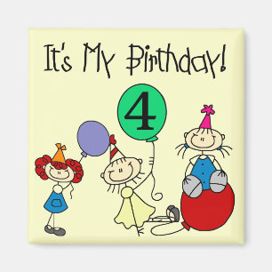 Imán 4.º Palo Niños Fiestas Camisas de cumpleaños y reg