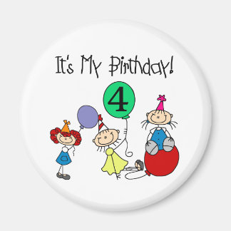 Imán 4.º Palo Niños Fiestas Camisas de cumpleaños y reg