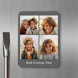 Imán 4 Collage de fotos - puede cambiar el color de fon<br><div class="desc">¡Usa tus fotos de Instagram cuadradas para obtener los mejores resultados! PARA CAMBIAR EL FONDO - haga clic en el área de diseño personalizar o avanzado, y elija un color en el selector de color. Añade tus fotos e instantáneas favoritas a esta tira de película para un divertido guardián de...</div>