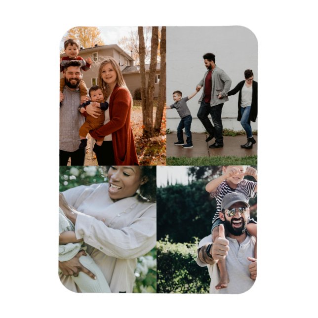 Imán 4 Collage Personalizado personalizado fotográfico (Vertical)