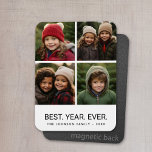 Imán 4 Collages de fotos Minimalistas - El mejor año de<br><div class="desc">Usa tus fotos o fotos favoritas para hacer un toque divertido para compartir con tus amigos. Un diseño minimalista con sólo instantáneas y un bloque de texto.</div>