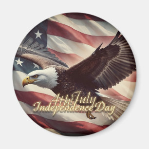 Imán 4 de julio águila con bandera estadounidense