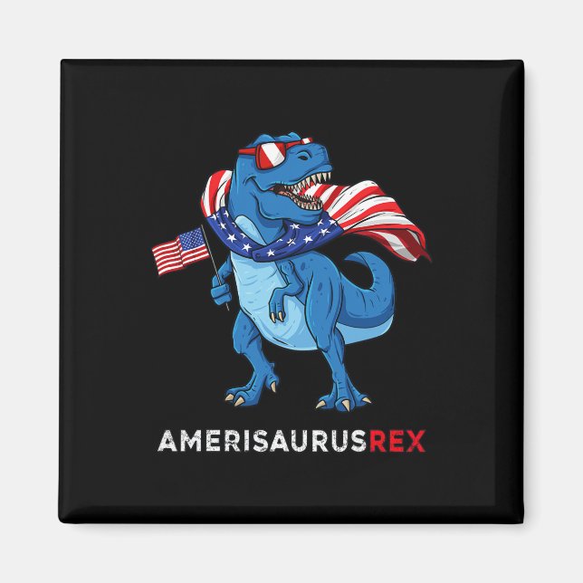 Imán 4 De Julio Amerisaurus T Rex Dinosaur Niños T (Frente)