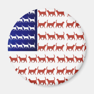Imán 4 de julio Bandera del gato Rojo Blanco y Azul