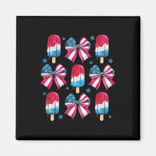Imán 4 De Julio Cute Popsicle Bows Mujeres Patrióticas