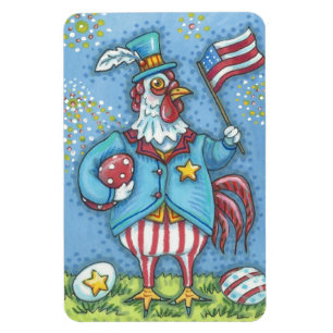 IMÁN 4 DE JULIO DE ROOSTER PATRIÓTICO, MAGNET DE POLLO
