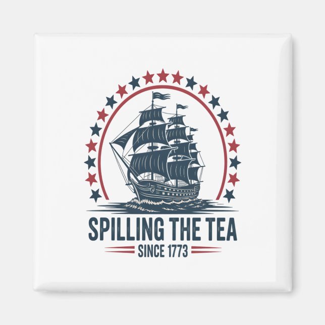 Imán 4 De Julio Derramando El Té Desde 1773 Cuarto De (Frente)
