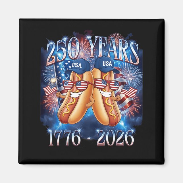 Imán 4 de julio Funny Hotdog 250 aniversario EE. UU. (Frente)