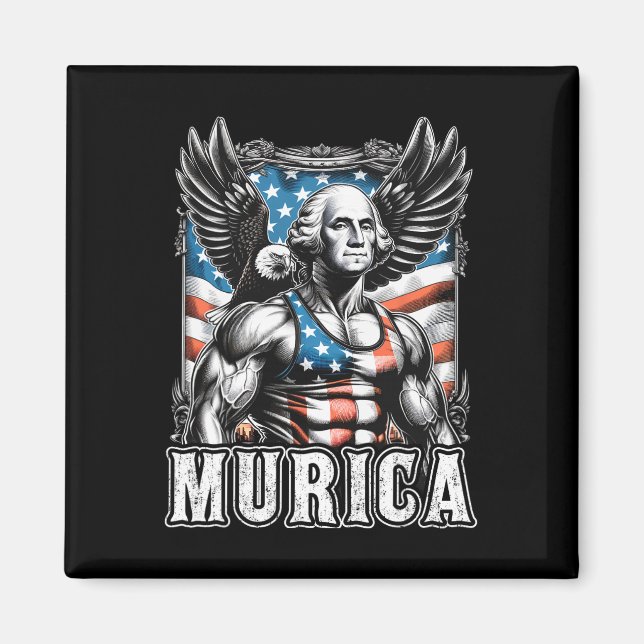 Imán 4 De Julio Funny Patriótico George Washington Juli (Frente)