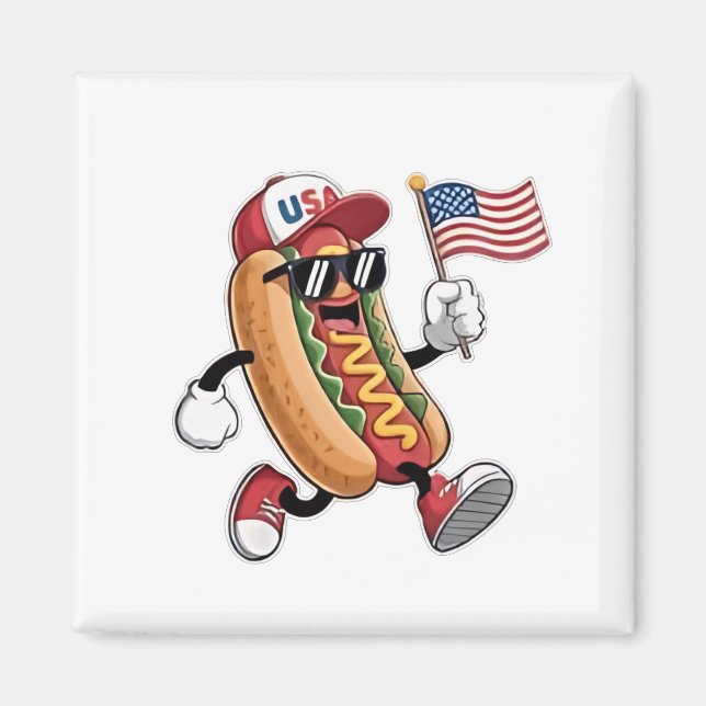 Imán 4 de julio Hotdog American Independence 1776 (Frente)