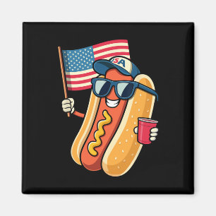 Imán 4 De Julio Hotdog Funny 4 De Julio Patriótico