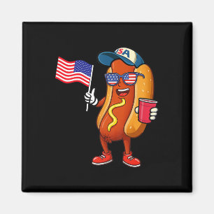 Imán 4 De Julio Hotdog Funny 4 De Julio Patriótico
