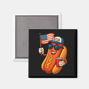 Imán 4 de julio Hotdog Funny Bandera Patriótica de EEUU
