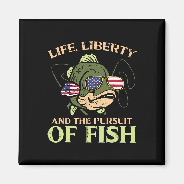 Imán 4 de julio Liberty Pursuit Pescado Gracioso Pescad (Frente)