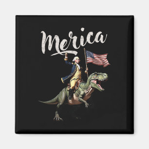 Imán 4 De Julio Merica George Washington Riding A Dino