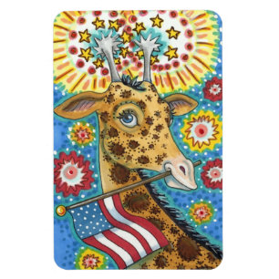Imán 4 DE JULIO PATRIOTA GIRAFFE Y FIREWORKS Cute Diver