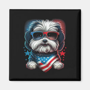 Imán 4 De Julio Patriótico Habanés Perro Bandera De Ee.