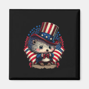 Imán 4 De Julio Patriótico Hedgehog Bandera Estadounide
