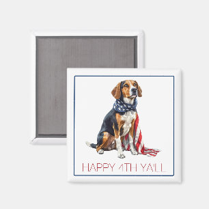 Imán 4 de julio Patriótico Hound Dog Personalizado