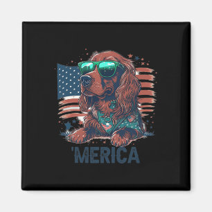 Imán 4 De Julio Patriótico Irlandés Setter Dog Merica