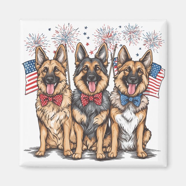 Imán 4 De Julio Perros Pastores Alemanes (Frente)