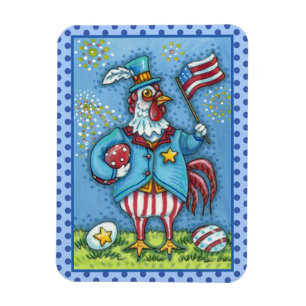 IMÁN 4 DE JULIO ROOSTER, FUNNY PATRIOTA CHICKEN