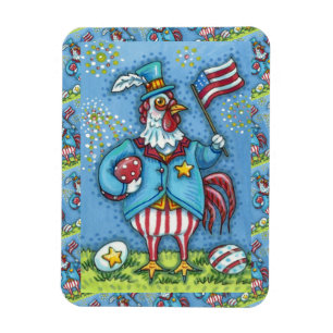 IMÁN 4 DE JULIO ROOSTER, FUNNY PATRIOTA CHICKEN