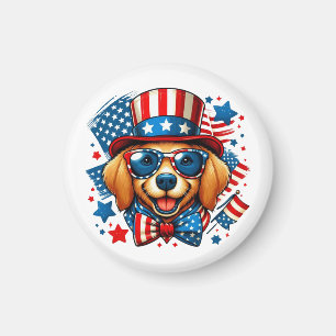 Imán 4 de julio USA Patriótico Perro Día de la Independ
