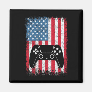 Imán 4 De Julio Videojuego Jugador Niños Hombres Usa T