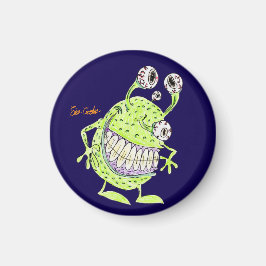 Imán 4 eyed green alien monster