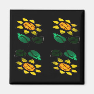 Imán 4 Flowers Sfred Glass Square Magnet