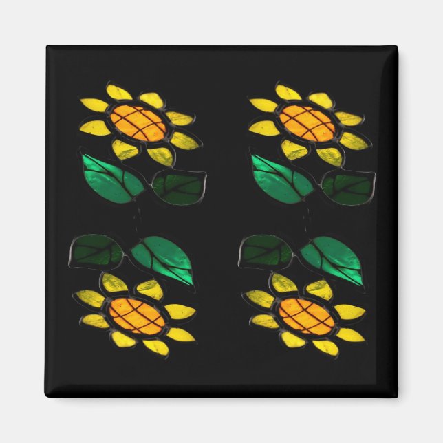 Imán 4 Flowers Sfred Glass Square Magnet (Frente)
