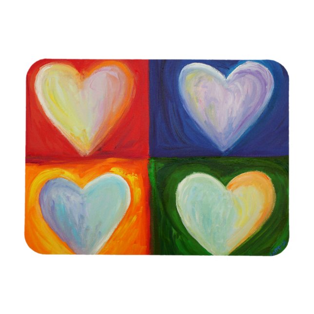 Imán 4 Love Hearts Art Inspirador Fridge Magnet (Horizontal)