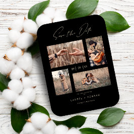 Imán 4 Photos Modern Collage Wedding Wimshical Script