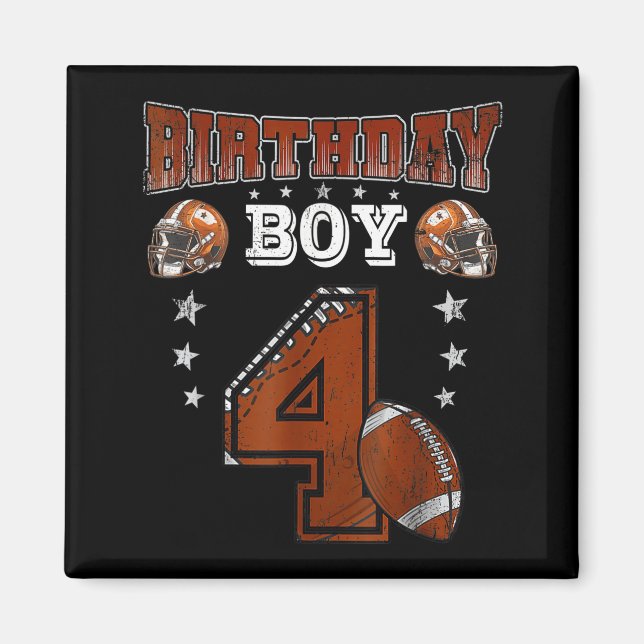 Imán 4th Birthday Boy Football Lover Theme 4 Years Old  (Frente)