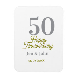 Imán 50º aniversario feliz nombre fecha plata oro fecha