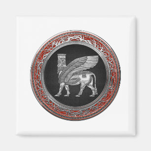 Imán [500] Toro alado asirio - Plata Lamassu