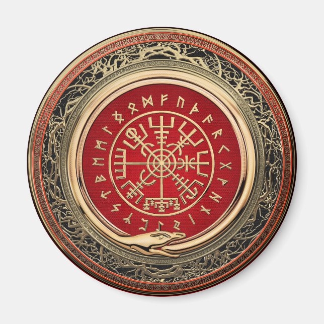 Imán [500] Vegvisir - Viking Gold Magic Runic Compass (Frente)