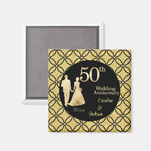 Imán 50.ª Purpurina del Aniversario de la Pareja de Oro